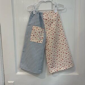 Floral and Gingham Patterned Pants